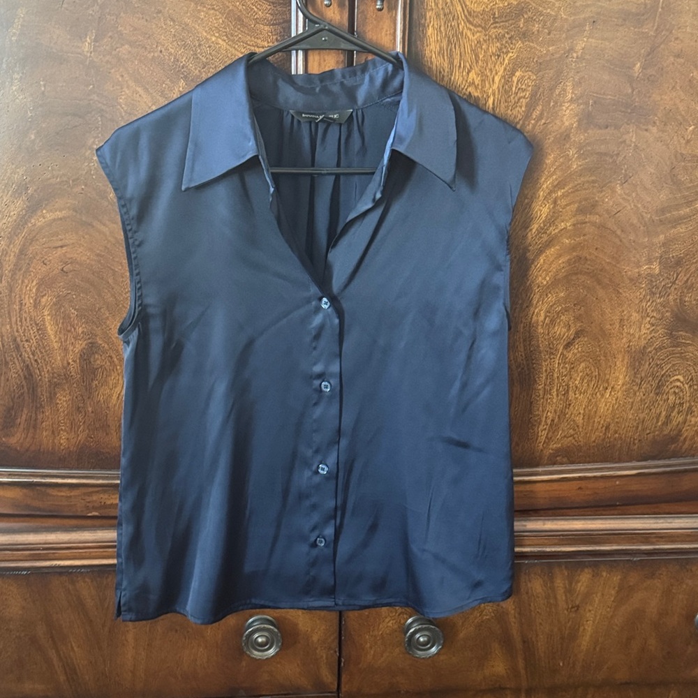 Banana Republic Navy Button-Up Blouse